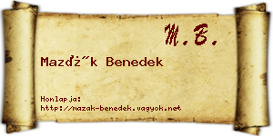 Mazák Benedek névjegykártya